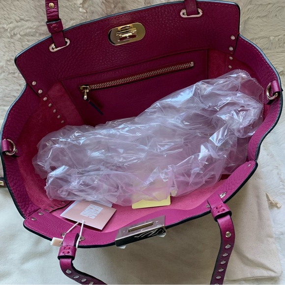 VALENTINO GARAVANI Rockstud Small GRAINY CALF SKIN Tote in MAGENTA - Picture 8 of 16